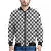 Shadow Grey And White Gingham Print Bomber Jacket