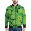 Shamrock Clover St. Patrick's Day Print Bomber Jacket