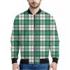 Shamrock St. Patrick's Day Tartan Print Bomber Jacket