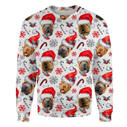 Shar Pei Xmas Decor Ugly Christmas Sweatshirt Animal Dog Cat Sweater Unisex
