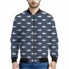 Shark Fish Pattern Print Bomber Jacket