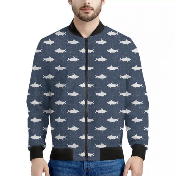 Shark Fish Pattern Print Bomber Jacket