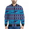 Shark Knitted Pattern Print Bomber Jacket