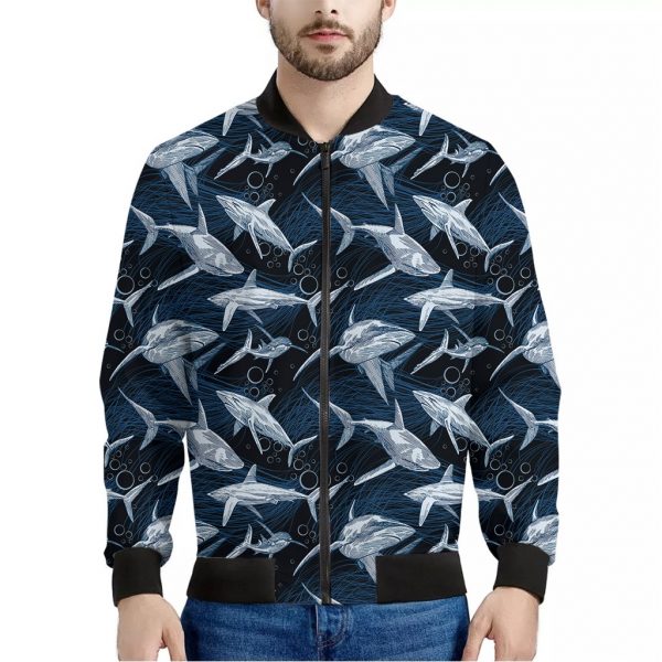 Shark Underwear Pattern Print Bomber Jacket