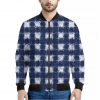 Shibori Grid Pattern Print Bomber Jacket