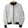 Silver Grey Marble Print Bomber Jacket