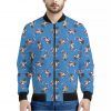 Skiing Dog Pattern Print Bomber Jacket