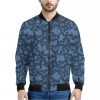 Skull Denim Jeans Pattern Print Bomber Jacket