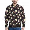 Skull Fried Egg And Bacon Pattern Print Bomber Jacket
