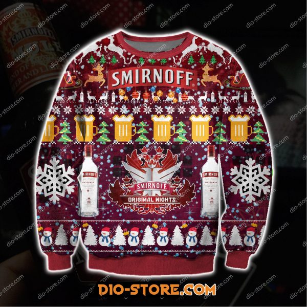 Smirnoff Vodka Wine Knitting Pattern 3D Print Ugly Sweatshirt