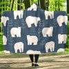 Snow Polar Bear Christmas Tree Pattern Print Hooded Blanket Cloak Blanket