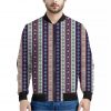 Southwestern Stripe Pattern Print Bomber Jacket