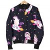 Space Astronaut Unicorn Pattern Print Bomber Jacket