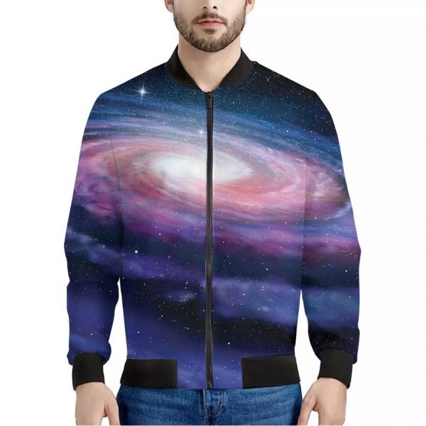 Spiral Milky Way Print Bomber Jacket