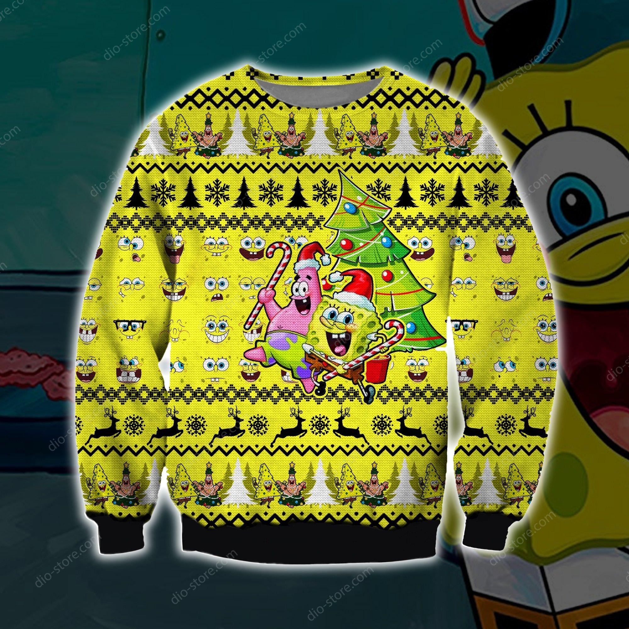 spongebob-knitting-pattern-3d-print-ugly-christmas-sweatshirt-choose