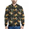 Spring Lily Flowers Pattern Print Bomber Jacket