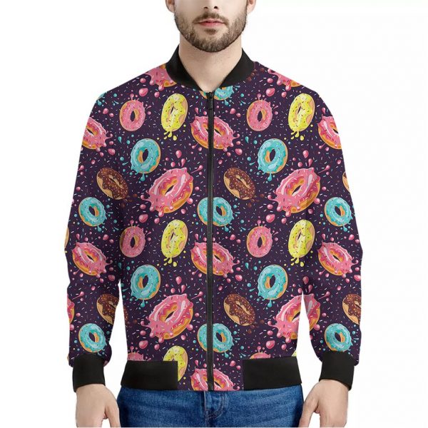 Sprinkles Donut Pattern Print Bomber Jacket