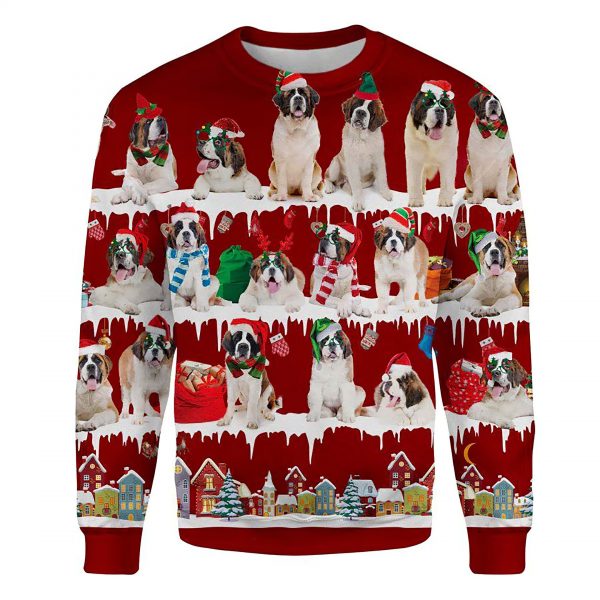St Bernard Snow Christmas Ugly Christmas Sweatshirt Animal Dog Cat Sweater Unisex