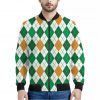 St Patrick's Day Argyle Pattern Print Bomber Jacket