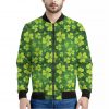 St. Patrick's Day Shamrock Pattern Print Bomber Jacket