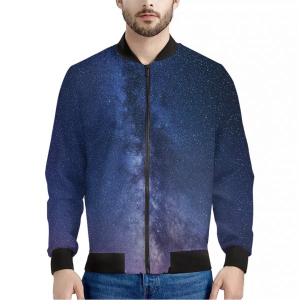 Stars Night Milky Way Print Bomber Jacket