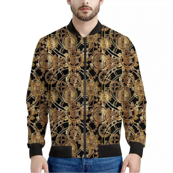 Steampunk Clock Gears Print Bomber Jacket