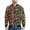 Strawberry And Flower Pattern Print Bomber Jacket
