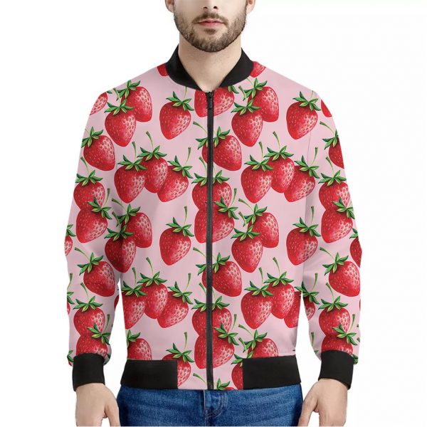 Strawberry Fruit Pattern Print Bomber Jacket
