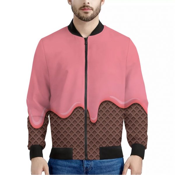 Strawberry Ice Cream Melted Print Bomber Jacket