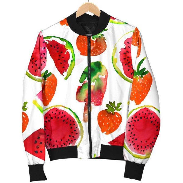 Summer Fruits Watermelon Pattern Print Bomber Jacket