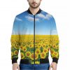 Sunflower Field Print Bomber Jacket