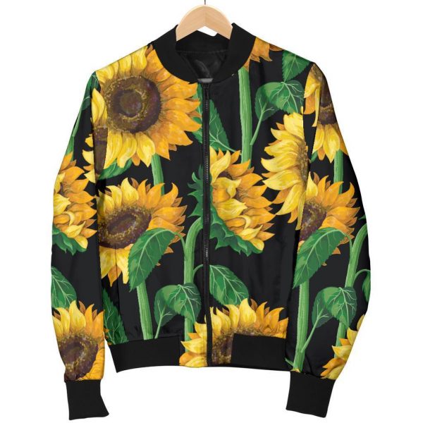 Sunflower Pattern Print Bomber Jacket