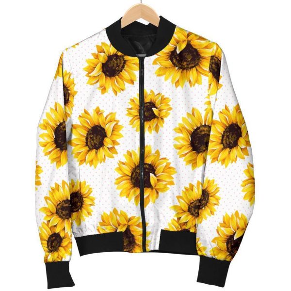 Sunflower Polka Dot Pattern Print Bomber Jacket