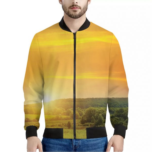 Sunrise Field Print Bomber Jacket