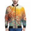 Sunrise Japanese Cherry Blossom Print Bomber Jacket