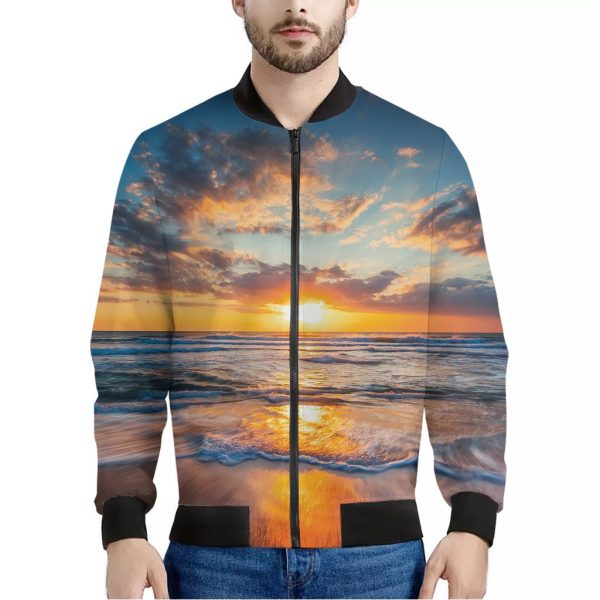 Sunrise Wave Print Bomber Jacket