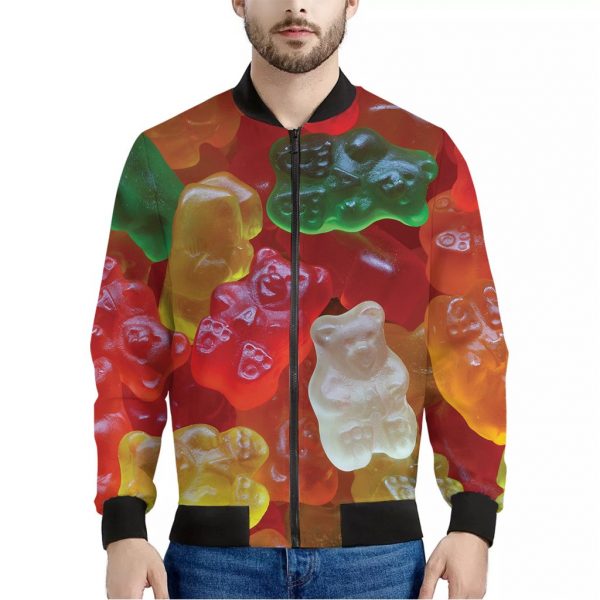 Sweet Gummy Bear Print Bomber Jacket