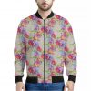 Sweet Pea Flower Pattern Print Bomber Jacket