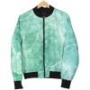 Teal Marble Print Bomber Jacket