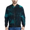 Teal Polygonal Dot Geometric Print Bomber Jacket