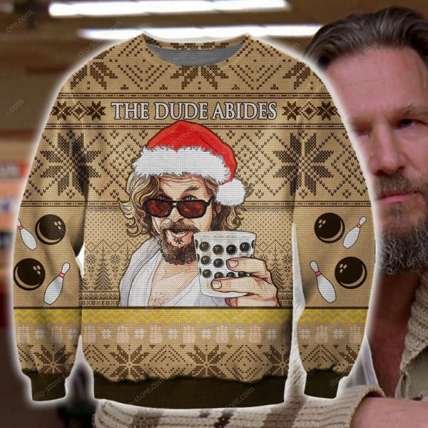 The Dude Abides Knitting Pattern 3D Print Ugly Christmas Sweatshirt