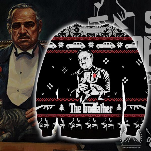 The Godfather Knitting Pattern 3D Print Ugly Christmas Sweatshirt