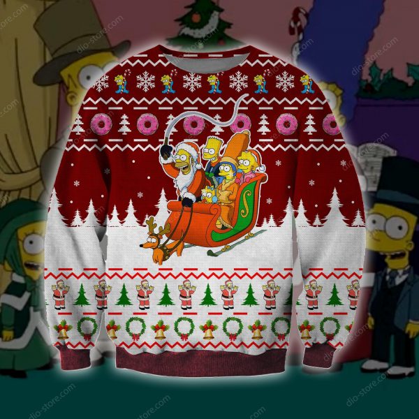 The Simpsons Knitting Pattern 3D Print Ugly Christmas Sweatshirt