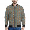 Tiki Totem Pattern Print Bomber Jacket