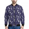 Tomb And Skeleton Pattern Print Bomber Jacket