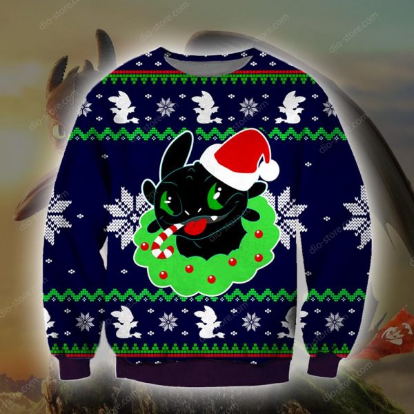 Toothless Knitting Pattern 3D All Over Printed Ugly Christmas Sweatshirt