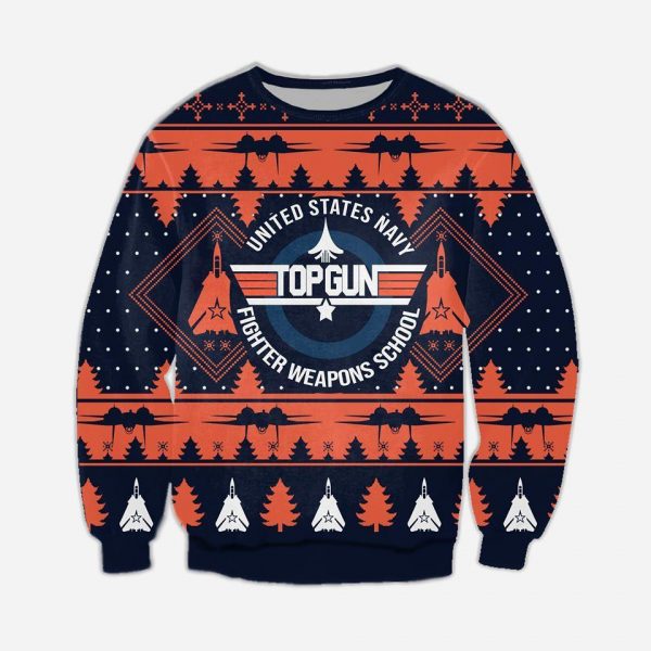 Top Gun Knitting Pattern 3D Print Ugly Christmas Sweatshirt