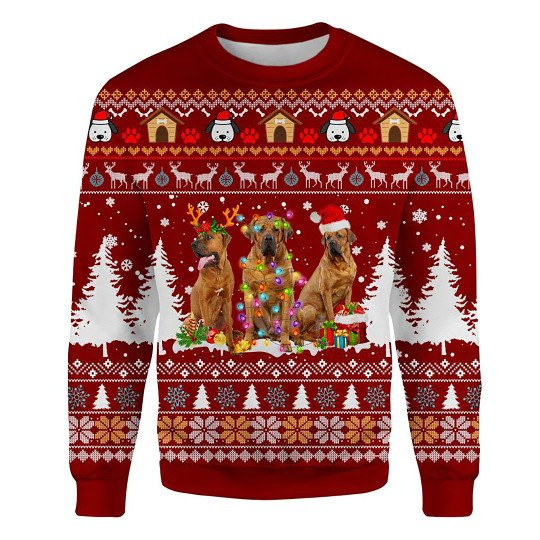 Tosa Ugly Christmas Sweatshirt Animal Dog Cat Sweater Unisex