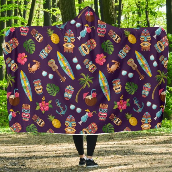 Totem Pattern Print Hooded Blanket Cloak Blanket