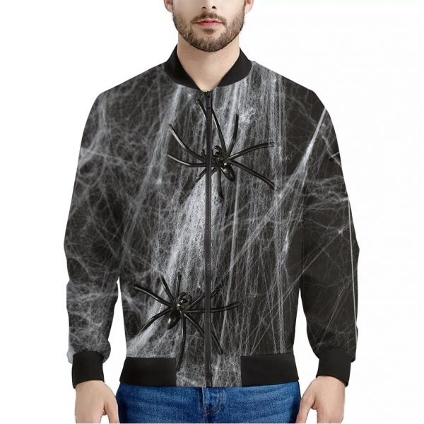 Toy Spiders And Cobweb Print Bomber Jacket